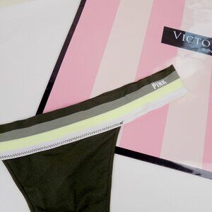 nwt victoria's secret pink no show seamless thong striped